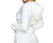 premium quality white soft coat fits s sm m with hood