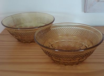 Pair of Amber Glass Dishes