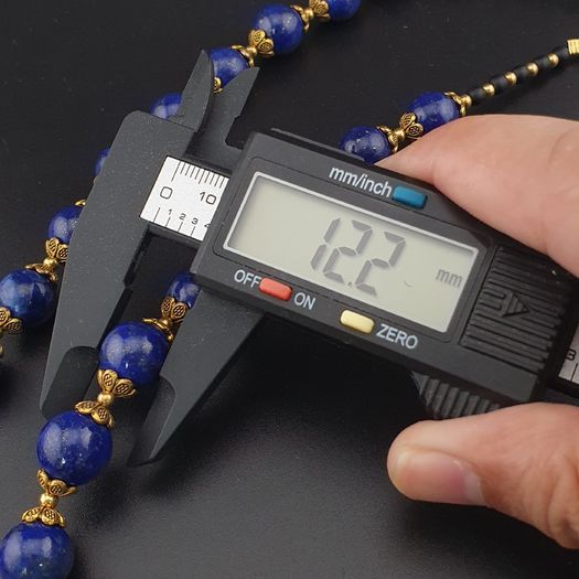 Vintage Blue Lapis Lazuli & Brass Beads Gemstone Necklace