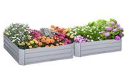 Set of 2 291L Raised Garden Bed, Elevated Galvanised Planter Box for Flowers, Herbs, 100x100x30cm, Grey