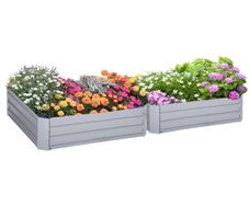 Set of 2 291L Raised Garden Bed, Elevated Galvanised Planter Box for Flowers, Herbs, 100x100x30cm, Grey
