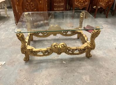 Old glass topped gilt wood table