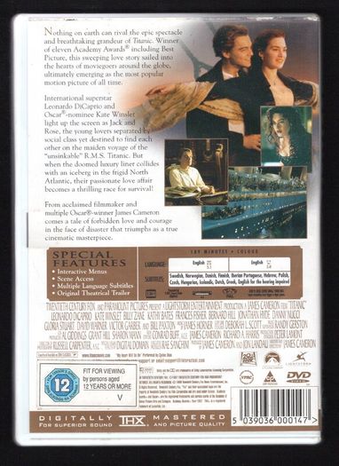 Titanic DVD Movie staring Leonardo DiCaprio and Kate Winslet