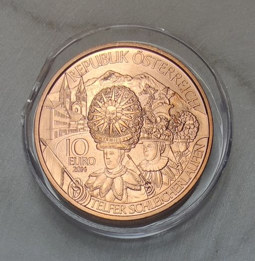 Austria 10 Euro Copper Uncirculated Coin 2014 - Tyrol - Austria Piece by Piece