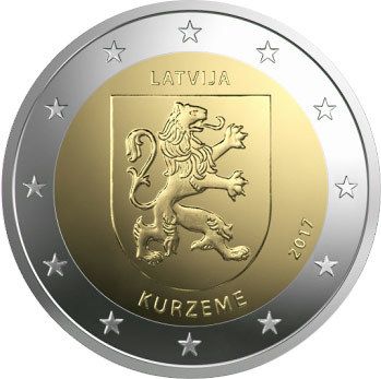 Latvia 2 Euro Commemorative Coin 2017- Kurzeme. Coincard. BU