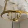 Brass and ribbed glass pendant light fitting Image 3