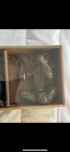 Decorative Three Monkey Ornaments Brass Look