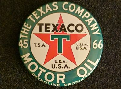 Texaco oil., pin back button badge.