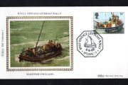 1982 Great Britain beham Silke Cover showing Vintage Lifeboat Rally With RNLI Vintage Lifeboat Fally Ipswich cancel tying 14p Cockle-dredging commemorative stamp