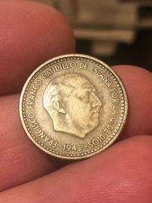 Rare 1947 Una Pesetas 56 Inside Star