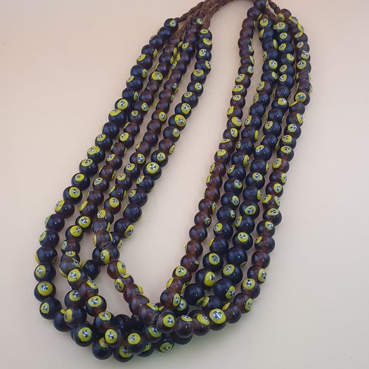 Vintage Middle Eastern Old Face Glass Beads Necklace
