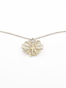 Vintage 925 Sterling Silver Filigree Butterfly Necklace