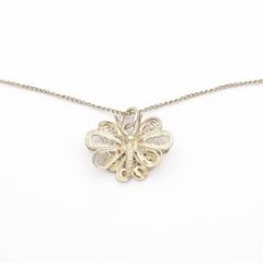 Vintage 925 Sterling Silver Filigree Butterfly Necklace