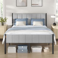 Double Metal Bed Grey (197 x 136.5 x 104 cm)