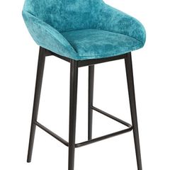 Azure Haven Armrest Stool  Luxurious Blue Bucket Bar Seating