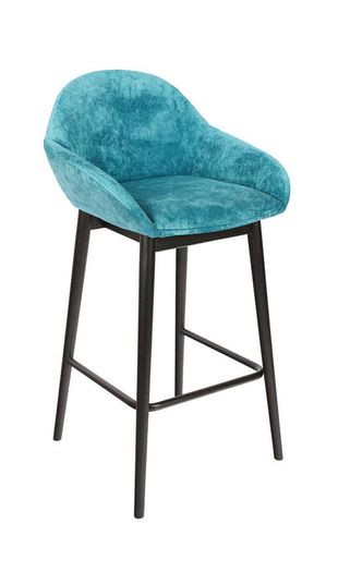 Azure Haven Armrest Stool  Luxurious Blue Bucket Bar Seating