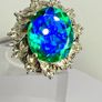 Peacock Triplet Quartz & White Zircon Ring Image 2