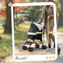 Foldable Dog Stroller, Lightweight Dog Pram w/ Shoulder Strap, Storage Bag, Cup Holder, Light Grey Image 2