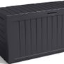 NEW SALE | 270L Outdoor 65% recycled Garden Furniture Storage Box Graphite Wood Panel Effect | Fade Free | All Weather Resistant Image 2