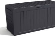 NEW SALE | 270L Outdoor 65% recycled Garden Furniture Storage Box Graphite Wood Panel Effect | Fade Free | All Weather Resistant