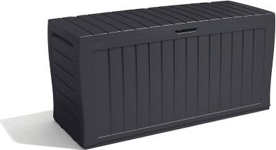 NEW SALE | 270L Outdoor 65% recycled Garden Furniture Storage Box Graphite Wood Panel Effect | Fade Free | All Weather Resistant