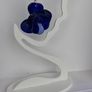 Cobalt Blue Lucite 3D Floral Earrings Image 7