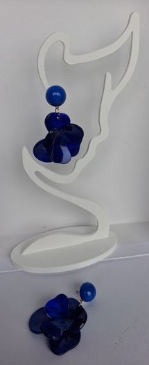 Cobalt Blue Lucite 3D Floral Earrings