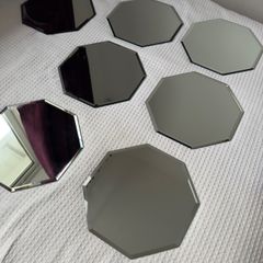 Octagon Glass Mirror Plates x7