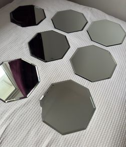 Octagon Glass Mirror Plates x7