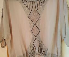 warehouse 100% silk embroidered beaded top blouse