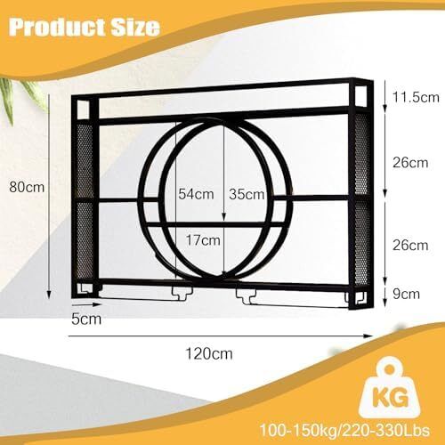 Wine Rack Wall Mounted, 120cm Wall Wine Rack With Wine Glass Holder, 3-Tiers Iron Bar Shelves Cabinet, Wine Racks For Home Cupboard, Restaurant, Bar Display Liquor Bottles