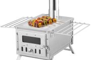 Wood Stove, 80 inch, Stainless Steel Camping Tent Stove, Portable Wood Burning Stove with Chimney Pipes &amp; Gloves,  Hot Tent Stove for Outdoor Cooking and Heating with 8 Pipes