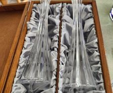TIPPERARY CRYSTAL, 2 Tall New Candle Holders in woodin box.