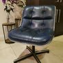 Set Of Four 1960's Vintage Charles Pollock Leather And Chromed Executive Chairs In Dark Blue Image 8