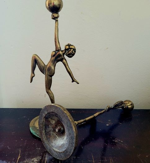 Art deco pair of brass ladies