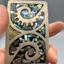 Vintage Alpaca Mexico Belt Buckle - Abalone Inlay, Scrollwork Design (Minor Damage) Image 8