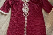 Moroccan clothing red tunic top dress Marrakech Kaftan