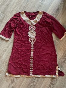 Moroccan clothing red tunic top dress Marrakech Kaftan
