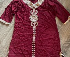 Moroccan clothing red tunic top dress Marrakech Kaftan