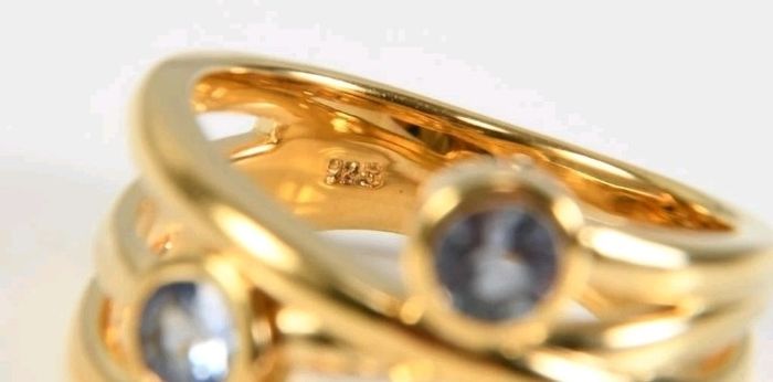 Heavy Tanzanite ring gold plated on sterling silver
