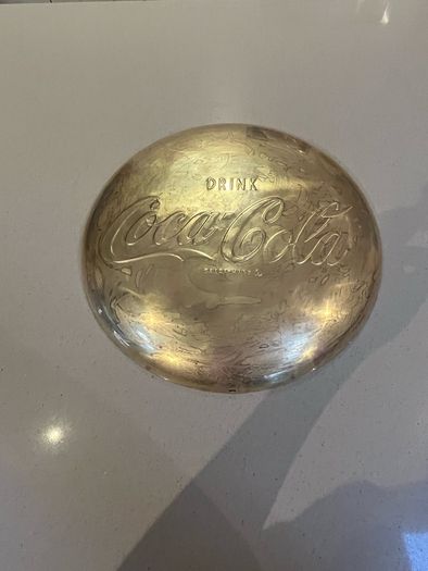 Coca Cola Embossed Brass Sign from the 50