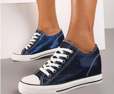 Amazing Metallic Blue Shoes - Hidden Wedge Lace Ups size 6