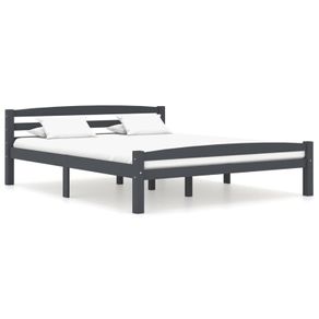 Bed Frame Dark Grey Solid Pinewood 160x200 cm