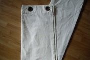 White  curtains with print on.