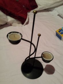 Black wrought iron candle holder