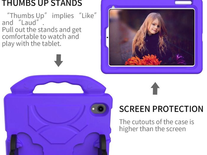 For Apple iPad Mini 6 Kids Friendly Case Shockproof Cover With Thumbs Up - Purple