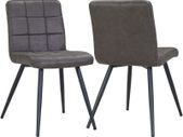 Set Of 2 x Cubana Fabric Upholstered Kitchen Dining Chair with Strong Black Metal Legs Living Room Bedroom Chair (Dark Grey, Fabric)