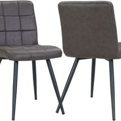 Set Of 2 x Cubana Fabric Upholstered Kitchen Dining Chair with Strong Black Metal Legs Living Room Bedroom Chair (Dark Grey, Fabric)