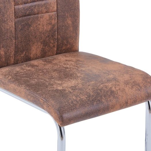 Cantilever Dining Chairs 4 pcs Brown Faux Suede Leather