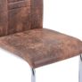 Cantilever Dining Chairs 6 pcs Brown Faux Suede Leather Image 7